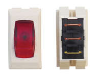 Illuminated Switch, Ivory/Red On/Off, 12V, 1/card