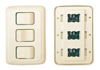 Contoured On/Off Triple Switch, White