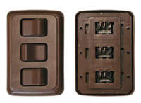 Contoured On/Off Triple Switch, Brown