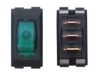 Illuminated On/Off Switch, Black/Green, 3/bag