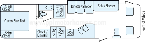 34' 1998 Tiffin Allegro Bay w/Slide Floorplan