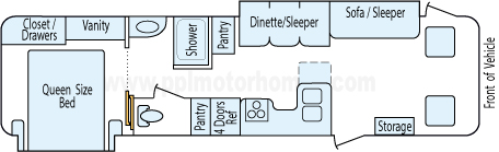 33' 2008 Winnebago Voyage w/2 Slides Floorplan