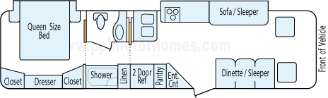 33' 2015 Newmar Bay Star Sport w/2 Slides Floorplan