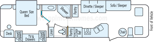 37' 2004 Holiday Rambler Admiral w/2 Slides Floorplan