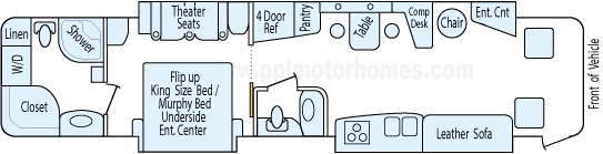 45' 2009 Gulf Stream Tour Master Bath & Half 400hp Cummins w/2 Slides Floorplan