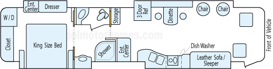 40' 2011 Tiffin Allegro Bus 450hp Cummins w/4 Slides Floorplan