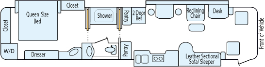 45' 2004 Holiday Rambler Navigator 500hp Cummins w/3 Slides Floorplan