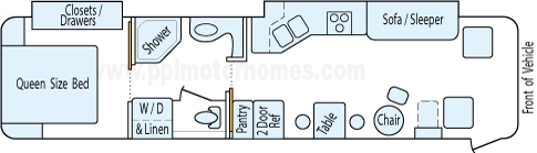 35' 2005 Itasca Meridian 350hp Caterpillar w/2 Slides Floorplan