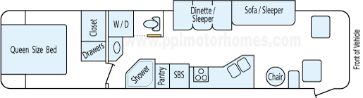 37' 1997 Fleetwood Discovery 275hp Cummins w/Slide Floorplan
