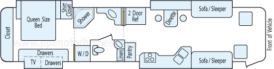 42' 2004 Beaver Monterey 400hp Cummins w/4 Slides Floorplan