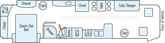 39' 2007 Fleetwood Discovery 330hp Caterpillar w/2 Slides Floorplan