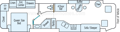 37' 2005 Holiday Rambler Neptune 300hp Cummins w/4 Slides Floorplan