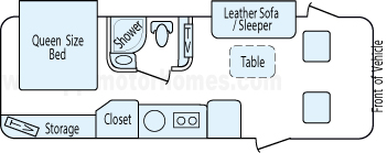 25' 2013 Winnebago Via Diesel 188hp Mercedes Benz w/2 Slides Floorplan