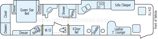 40' 2001 Monaco Dynasty 350hp Cummins w/2 Slides Floorplan