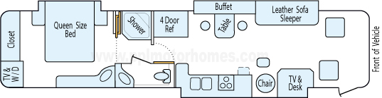 39' 2004 Fleetwood Discovery 330hp Caterpillar w/3 Slides Floorplan