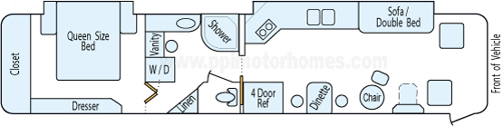 40' 2002 Beaver Contessa 370hp Cummins w/2 Slides Floorplan
