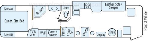 37' 2000 National RV Tradewinds 300hp Caterpillar w/Slide Floorplan