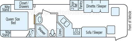 32' 2002 Winnebago Journey 275hp Cummins w/2 Slides Floorplan