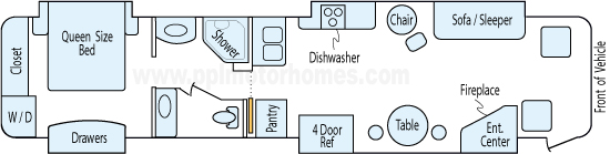 40' 2006 National RV Tradewinds 400hp Cummins w/4 Slides Floorplan