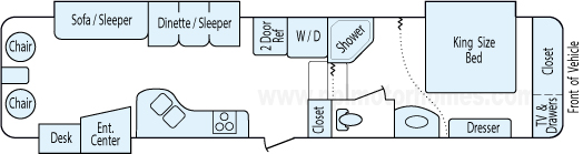 37' 2009 Frontier RV Aspen w/3 Slides Floorplan