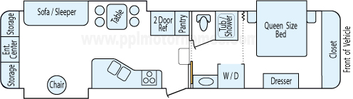 35' 1998 Holiday Rambler Imperial w/3 Slides Floorplan