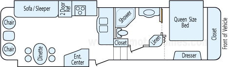 33' 2009 Open Range w/3 Slides Floorplan