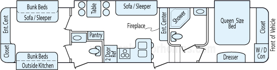 39' 2012 Primetime Crusader w/4 Slides - Bunk House Floorplan