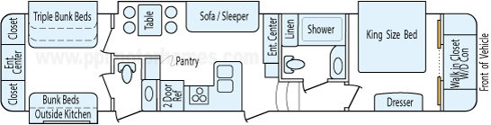 40' 2014 Forest River Blue Ridge Cabin w/4 Slides - Bunk House Floorplan