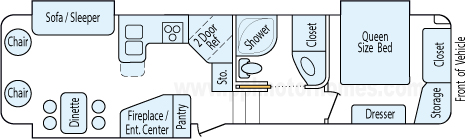 35' 2007 Sunnybrook w/3 Slides Floorplan