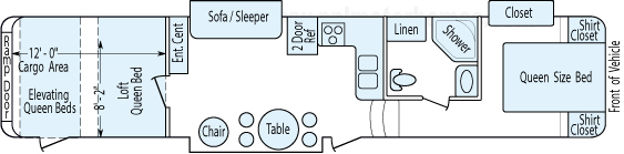 41' 2009 Gulf Stream Wide Open Endura 40 Max w/3 Slides & Generator  - Toy Hauler Floorplan