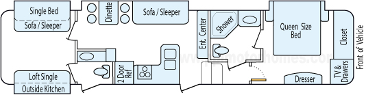 40' 2013 Keystone Avalanche w/4 Slides - Bunk House Floorplan