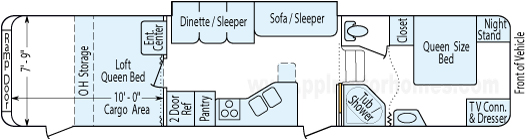 37' 2005 Keystone Raptor w/Slide & Generator  - Toy Hauler - Bunk House Floorplan