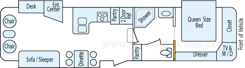 35' 2004 Nu-Wa Hitchhiker Premier w/3 Slides Floorplan