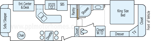 38' 2004 Doubletree Mobile Suites w/3 Slides Floorplan