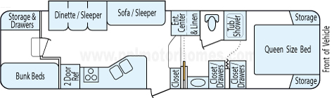 33' 2004 Fleetwood Prowler w/Slide - Bunk House Floorplan