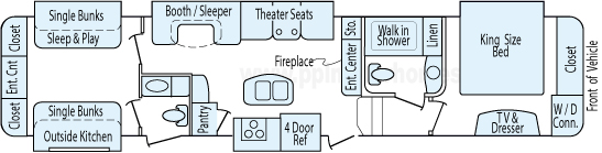 40' 2016 Forest River Crusader w/5 Slides - Bunk House Floorplan