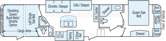 41' 2014 Keystone Raptor w/3 Slides & Generator  - Toy Hauler - Bunk House Floorplan