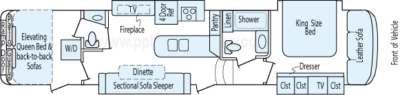 46' 2015 Crossroad Elevation w/4 Slides & Generator  - Toy Hauler - Bunk House Floorplan