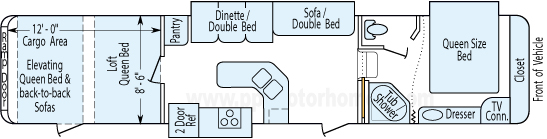 39' 2009 Keystone Raptor w/3 Slides & Generator  - Toy Hauler - Bunk House Floorplan