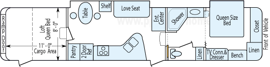 40' 2007 Carriage C-Force w/2 Slides & Generator  - Toy Hauler Floorplan