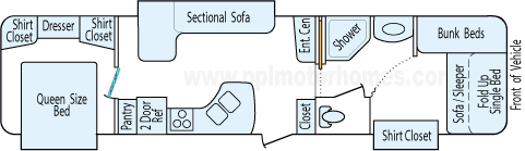 36' 2008 Keystone Cougar w/3 Slides - Bunk House Floorplan