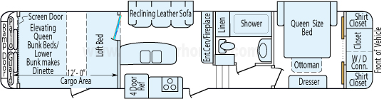 40' 2014 Grand Design Momentum w/3 Slides & Generator  - Toy Hauler - Bunk House Floorplan