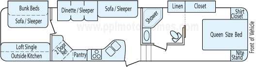 37' 2012 Keystone Cougar w/3 Slides - Bunk House Floorplan