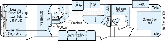 40' 2016 Dutchmen Voltage w/3 Slides & Generator  - Toy Hauler Floorplan