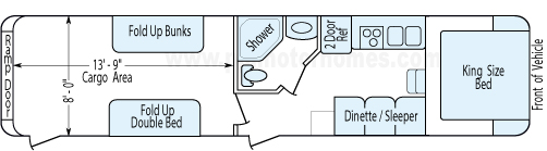 36' 2004 Forest River Work And Play - Toy Hauler - Bunk House Floorplan