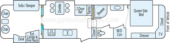 39' 2007 Heartland Landmark w/4 Slides Floorplan