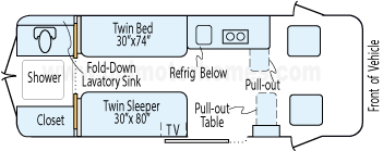 21' 2016 Winnebago Travato Floorplan