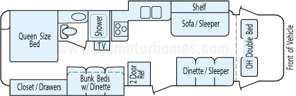 31' 2011 Fleetwood Tioga Ranger w/2 Slides - Bunk House Floorplan