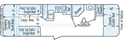 34' 2009 K-Z Inferno - Toy Hauler - Bunk House Floorplan