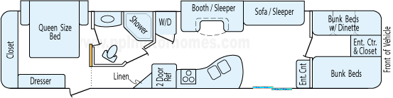 41' 2015 Crossroads Zinger w/2 Slides - Bunk House Floorplan